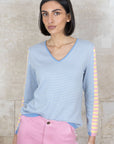 Fangio V Neck Multi Striped Knit - No2moro