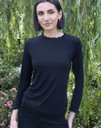 Seville Modal Frill Neck Long Sleeve Tee - No2moro