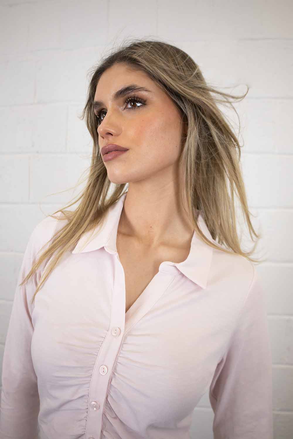 Addison Ruched Cotton Shirt - No2moro