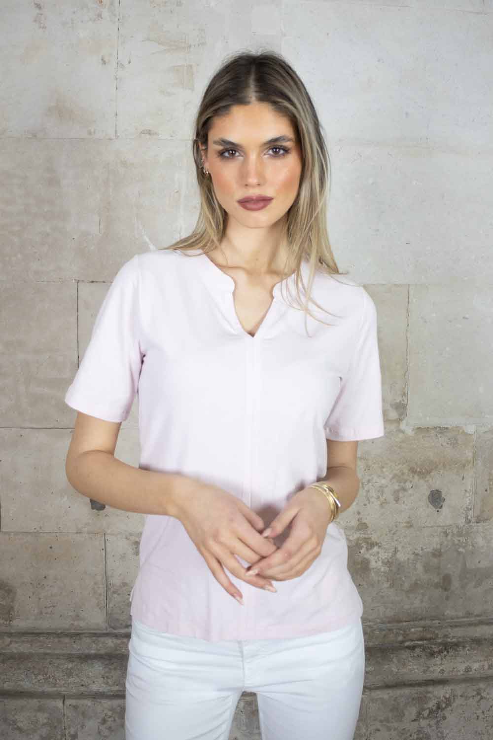 Bella Short Sleeve V Cotton Tee - No2moro