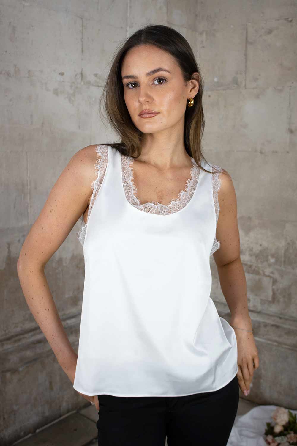 Liv Round Neck Silk Look Camisole - No2moro