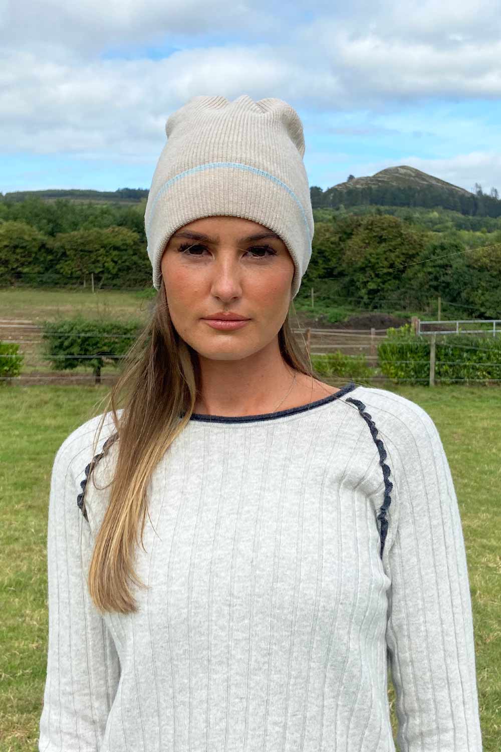 Verbena Cashmere Blend Ribbed Beanie - No2moro