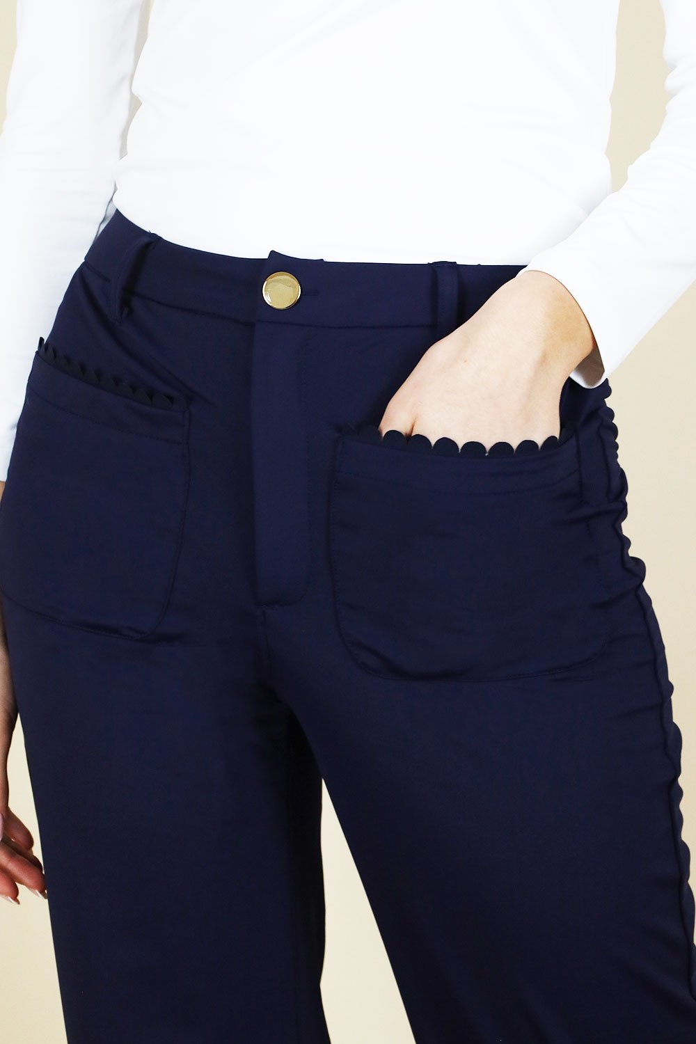 Bianca Straight Leg Scalloped Trouser – 26" Leg - No2moro