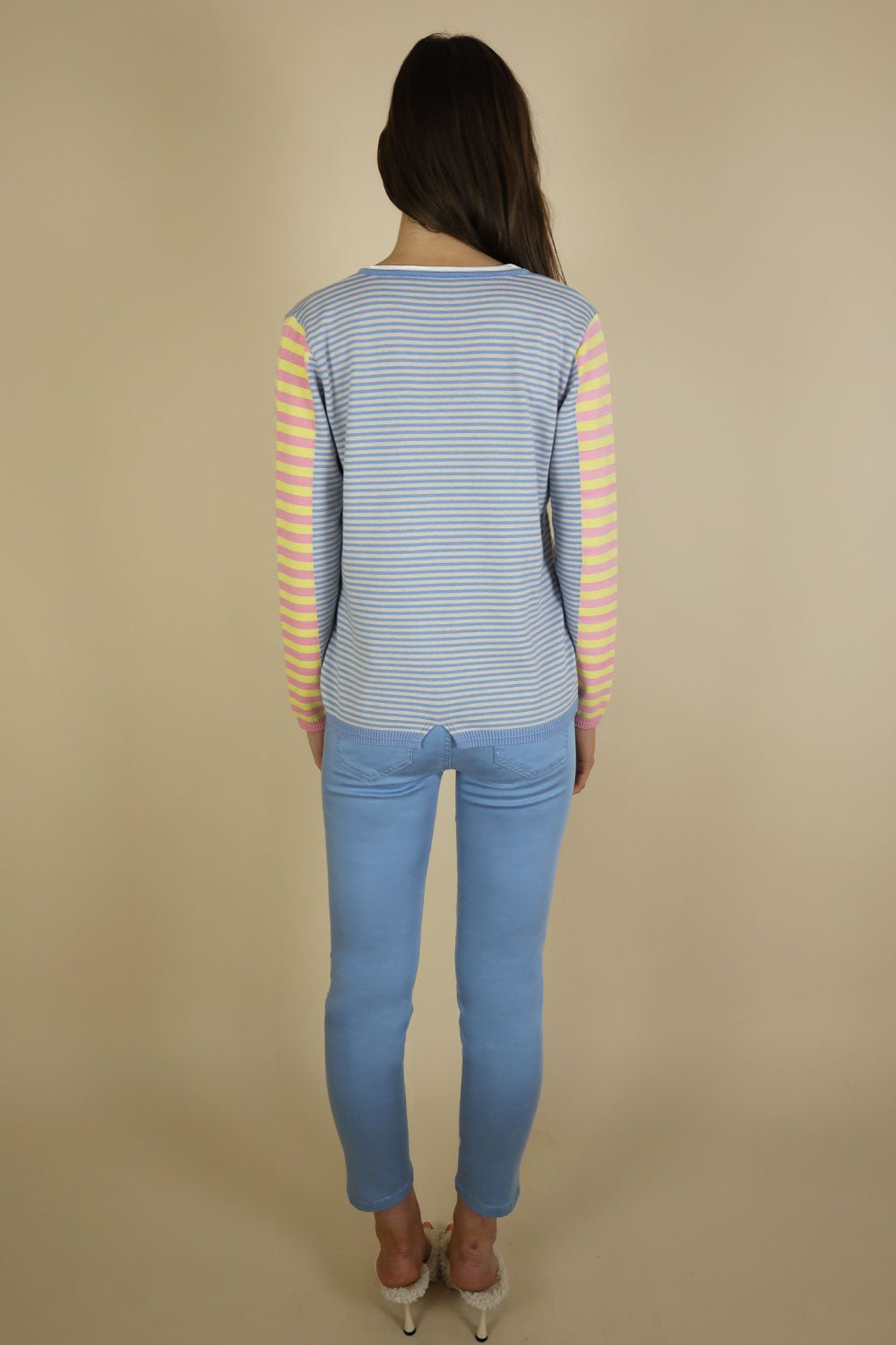 Fangio V Neck Multi Striped Knit - No2moro