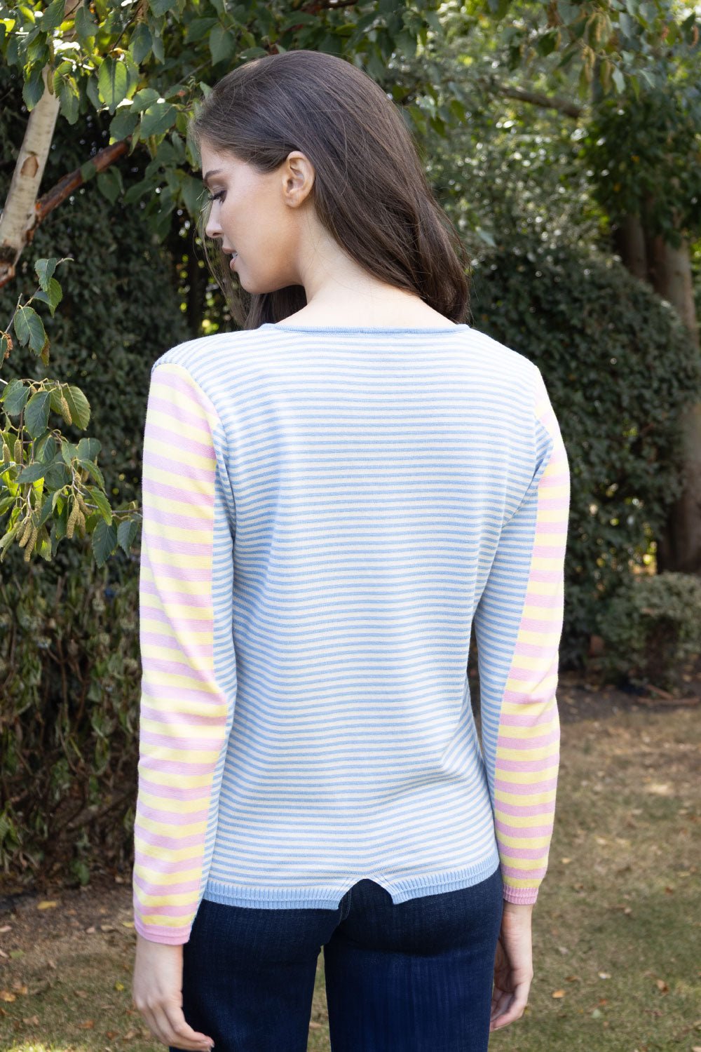 Fangio V Neck Multi Striped Knit - No2moro