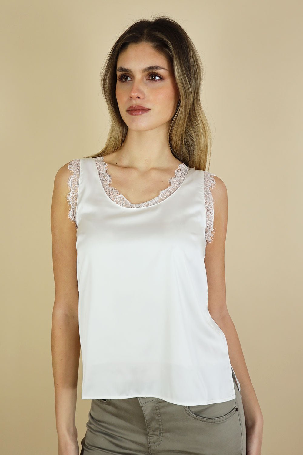 Liv Round Neck Silk Look Camisole - No2moro