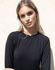 Seville Modal Frill Neck Long Sleeve Tee - No2moro