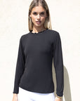 Seville Modal Frill Neck Long Sleeve Tee - No2moro