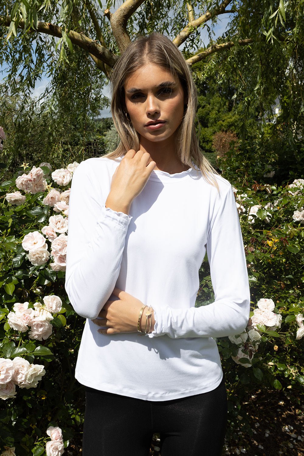 Seville Modal Frill Neck Long Sleeve Tee - No2moro