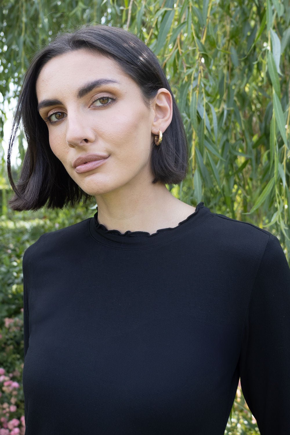 Seville Modal Frill Neck Long Sleeve Tee - No2moro