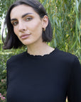 Seville Modal Frill Neck Long Sleeve Tee - No2moro